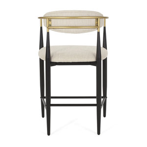 Luxury Velvet Fabric Upholstered Metal Frame <b>Adjustable</b> High <b>Bar</b> <b>Stool</b> with Armchair Design for Hotel Dining Living Room (Set 2) - Product Image 5