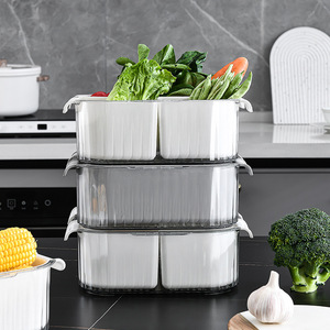 Vegetable Washing <b>Basket</b> Double Layer Plastic <b>Drain</b> <b>Basket</b> With Container Kitchen Fruit Vegetable Tools Dishwasher Safe - Product Image 3