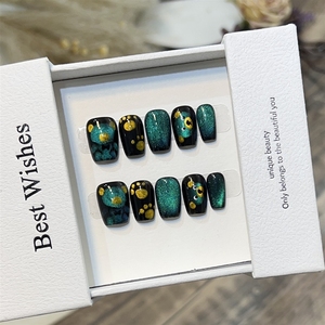 <span class=keywords><strong>Uñas</strong></span> postizas acrílicas de alta calidad hechas a mano, con diseño de ojo <span class=keywords><strong>azul</strong></span> pintado a mano y oso de peluche, para uso diario, al por mayor. - Product Image 2