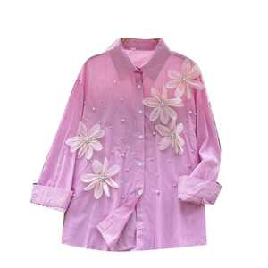 Blusas Casuales de Manga Larga para Otoño, Camisas con Estampado Floral y Diamantes para Mujer, Tops Elegantes para Dama, Ropa al por Mayor para Mujer - Product Image 5