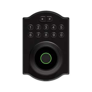 <span class=keywords><strong>Serrure</strong></span> intelligente <span class=keywords><strong>3</strong></span>-en-1 avec empreinte digitale + code + clé mécanique, système d'entrée sans clé, verrouillage automatique pour la sécurité de la porte d'entrée, noir - Product Image 4