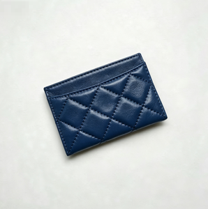 Porte-cartes matelassé en cuir véritable, portefeuille fin unisexe, motif géométrique, fermeture ouverte, longueur courte - Product Image 4