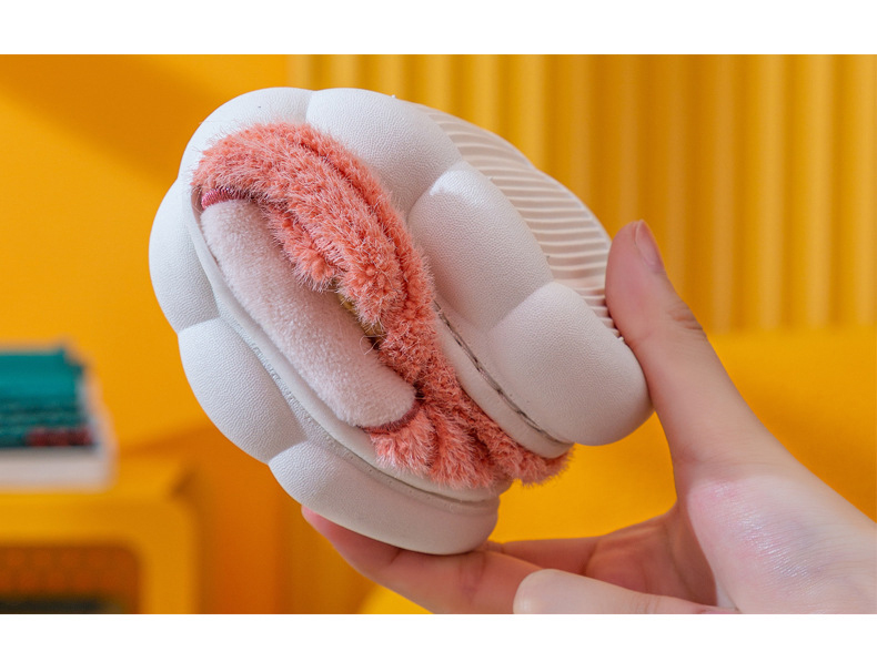 Fashion Girls Boys Fur Slides Cotton Slipper Shoes Children Winter Warm Indoor Slippers
