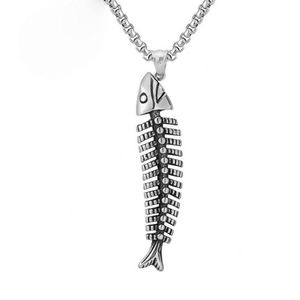 Stainless <b>Chain</b> Necklace for Men Retro Fish Bone Pendant Necklace Gothic Fashion Couple Necklace Hip Hop Rock Punk Jewelry - Product Image 4