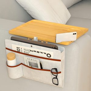 Vassoio per divano in bambù Clip da tavolo sul bracciolo del divano con telecomandi posiziona il vassoio del divano per il tavolo del divano del braccio <span class=keywords><strong>e</strong></span> snack per bevande - Product Image 1