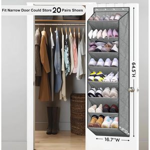 Over The Door <b>Shoe</b> Organizer 8 Pockets Grey Oxford Fabric Hanging <b>Storage</b> Rack For Closet <b>Shoes</b> - Product Image 2