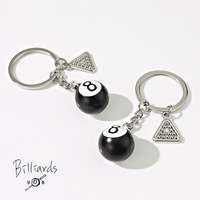 Nouveau style transfrontalier Porte-clés boule de billard personnalisé, mini modèle de simulation de boule 8 noire en alliage de zinc X-1910, pendentif pour sac d'école