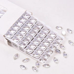 Oleeya Vente en gros de strass en verre cristal œil de cheval à coudre, pierres à dos plat, strass à coudre pour robe de mariée - Product Image 3
