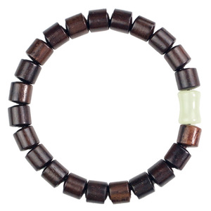 Bracelet en cuir gris avec perles en bois de 8 mm, style chinois, cadeau de collection pour hommes et femmes - Product Image 5