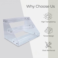 Présentoir en acrylique transparent à 3 niveaux en forme de U, moderne et minimaliste, avec étagère inclinée à assembler par vis pour figurines de blind box