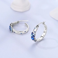 MULA Boucles d'oreilles papillon en argent sterling 925 plaqué platine classique avec zirconium bleu Boucles d'oreilles créoles pour femmes Fête Bijoux fins