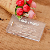 Étiquette de bagage rectangulaire en acrylique transparent, élégante et solide, étiquette d'identification vierge, porte-clés pour sac à dos, pendentif anti-perte