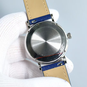 Relojes de Lujo para Hombre de Alta Gama con Fase Lunar Automática, Fecha, Resistentes al Agua, Luminosos, Esfera Blanca, Correa de Cuero Azul Medianoche - Product Image 4