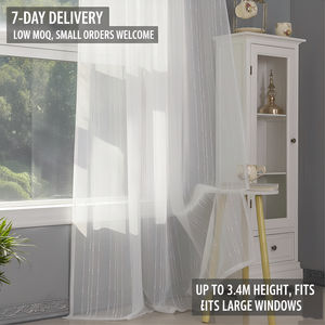 Tissu de rideau transparent à <span class=keywords><strong>motif</strong></span> rayé, translucide, 140-340 cm, pour salon, personnalisable, tissu de rideau transparent en dentelle brodée - Product Image 2