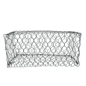 Hexagonal Woven Gabion Basket Mesh Machine Weaving 80x100mm Hole 2.7mm Gabion Box