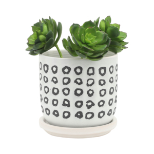 Vasi in ceramica con sottovasi, fioriere moderne per piante da interno, set di due vasi decorativi - Product Image 3