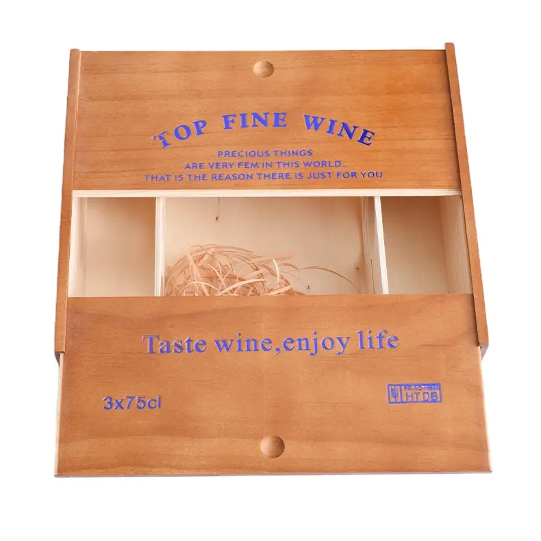 Kotak anggur besar kayu padat 3 buah penyimpanan kotak anggur