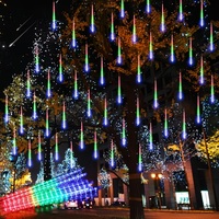 Guirlandes lumineuses solaires en forme de pluie de météores, étanches, à LED, pour Noël, les fêtes, le jardin, les arbres, éclairage décoratif