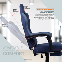 Chaise pivotante de jeu à dossier haut et de course avec soutien du dos et du cou Chaise d'ordinateur de bureau pivotante à 360 degrés