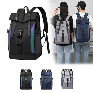 15.6" Fashionable Large Capacity Trendy Unisex Casual Sports <b>Laptop</b> <b>Backpack</b> Reflective Design Eco-Friendly Waterproof Nylon - Product Image 1