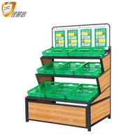 Supermarkt Houten Groente Display Plank Jiachenxin Groentenrek Met Mand En Dienblad Zware Fruit Stalen Opbergdoos