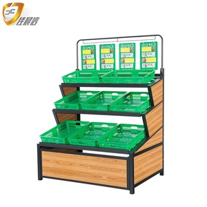 Siêu Thị Bằng Gỗ Rau Hiển Thị Kệ Jiachenxin Rau Giá Với Giỏ Và Khay Nhiệm Vụ Nặng Nề Trái Cây Thép Lưu Trữ Trường Hợp - Product Image 3