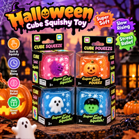 Jouet Squishy Cube Personnalisé Halloween, Anti-stress à Rebond Lent, Jouet Sensoriel, 4 Styles, OEM ODM, Vente en Gros, Cadeau