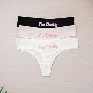 yesdaddy Culotte string sexy à imprimé lettres de style européen et américain pour filles, soyeuse et lisse, taille basse sexy, pure et séduisante - Product Image 1