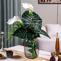 Centre de table moderne en fleurs artificielles réalistes de luxe, orchidée verte et rose blanche, pour Noël et le Nouvel An chinois