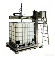 Machine de remplissage semi-automatique à tête unique pour IBC, lance de remplissage à hauteur réglable, remplissage au-dessus et au-dessous du niveau du liquide