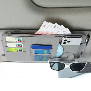 Bolsa de almacenamiento de cuero multifuncional para visera de coche, organizador de tarjetas y gafas - Product Image 4