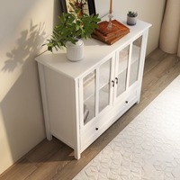 Armoire de rangement multifonctionnelle moderne, buffet avec 2 portes en verre et tiroir pour salle à manger, salon