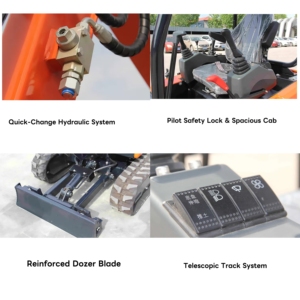 Mini-excavatrice hydraulique TAIJIN TJ8 de 1,8 tonne pour la réparation routière, le brisage du béton, l'aménagement paysager, le dragage de fossés - Product Image 5