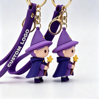 Porte-clés personnalisé en PVC 3D, figurine de conte de fées, prince et sorcière, avec sangle, pour cadeaux promotionnels