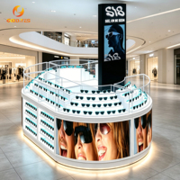 Comptoir de présentation optique ovale 3D pour magasin, kiosque autoportant pour lunettes de soleil avec éclairage LED