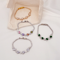 Gelang Tenis Berlian Zirkon Penuh Pesona, Desain Geometris Retro, Warna Emas Perak, Perhiasan Eropa untuk Wanita, Cocok untuk Hadiah