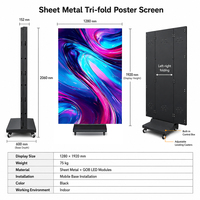 P1.53 P1.86 P2 P2.5 GOB Panel İç Mekan LED Ekran 1280x1920mm Çift Taraflı Üç Katlanır Dijital Tabela Reklam Video Duvarı