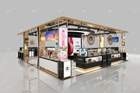 Vitrine de présentation de parfums personnalisable en acier inoxydable titane avec éclairage LED, écologique, pour magasin de cosmétiques 23-SYaS