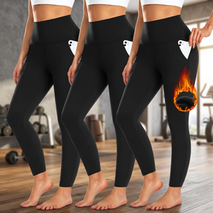 Women's Casual High-Waisted Thick Breathable <b>Fleece</b> <b>Lined</b> Warm <b>Tight</b> Embroidered Logo Winter Leggings - Product Image 4