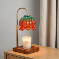 Lampe chauffe-bougie de table avec minuterie et variateur d'intensité, en verre floral rose, vert, multicolore, pour la fonte de cire, idéale pour bureau, chambre et salon