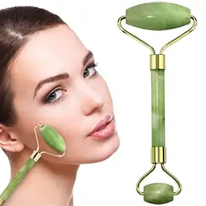 Rouleau de Jade pour massage du visage, outils de beauté personnalisés, avec pierre naturelle, vert, foncé, Oem