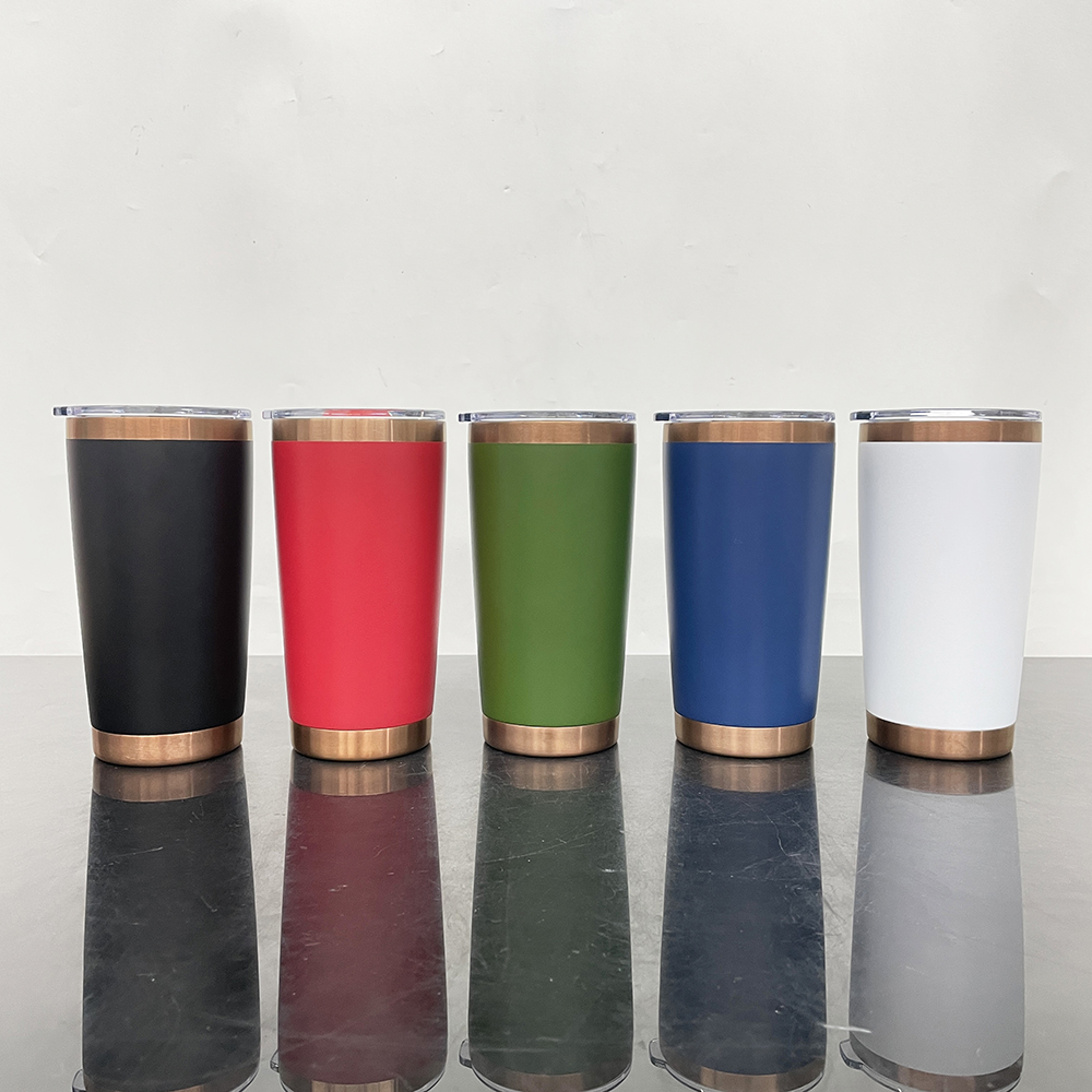 USA Warehouse Double Wall Magnetic Lid 20oz Copper Plated Tumbler Powder Coated Colored Copper Under Tumbler for Laser Engraving