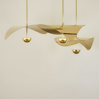 Lustre suspendu LED en laiton sculptural minimaliste italien moderne pour salon, salle à manger, villa, escalier, hôtel, décoration