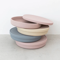 Assiette pour bébé en silicone sans BPA avec plateau à couvercle, vaisselle en silicone pour bébé enfants tout-petits