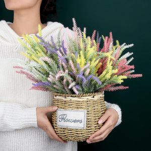 Ramillete de Lavanda Artificial sin Hojas y Espigas de Trigo de 35cm, Flores de Plástico para Decoración de Bodas y Hogar, Estilo Pastoral - Product Image 1