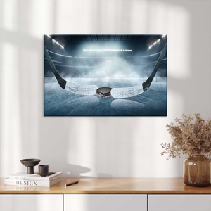 Quadro su Tela Stampato con Scena di Hockey - Natura Morta con Pista di Hockey su Ghiaccio e Disco, Decorazione Murale Personalizzabile per Appassionati di Sport, Casa/Ufficio - Product Image 5