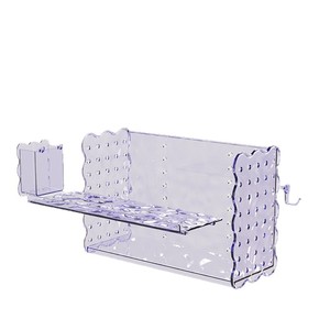 Estante de almacenamiento de cosméticos acrílico, organizador de escritorio de 2 niveles para productos de maquillaje y cuidado de la piel, blanco transparente - Product Image 2