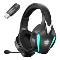 Casque de jeu sans fil PHOINIKAS Q5 pour PS4/PS5/PC/Nintendo Switch, circum-auriculaire, avec éclairage RGB 5.0 et micro détachable, idéal pour le sport