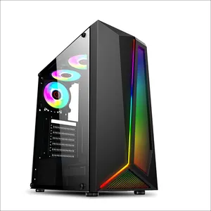 Casing Gaming Strip Led RGB Kaca Akrilik dengan Casing PC Kipas RGB