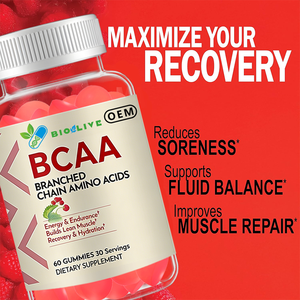 Atacado OEM Marca Própria 1000mg Aminoácidos de Cadeia Ramificada para Recuperação Muscular Natural Gomas BCAA de Grau Alimentício - Product Image 1